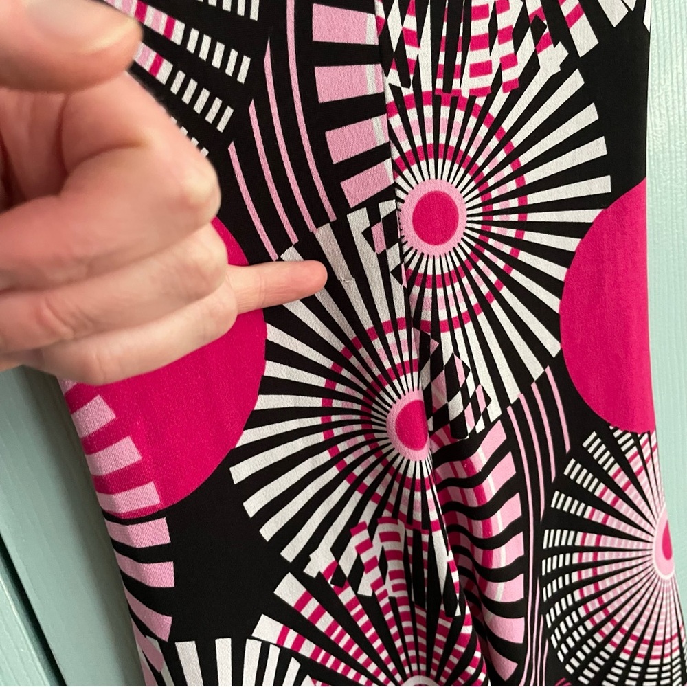 La Belle Y2K Mod Midi Dress Small Deep V-Neck Wide Strap Sleeveless Ruched Retro - Picture 11 of 12